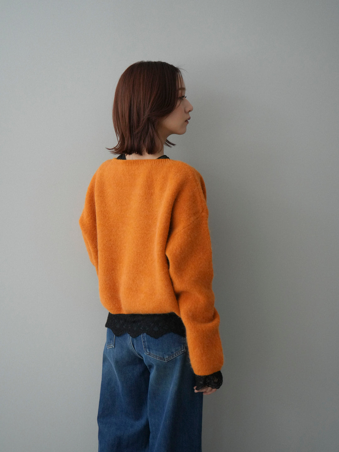 [予約]アンゴラタッチボートネッククロップドプルオーバー/orange