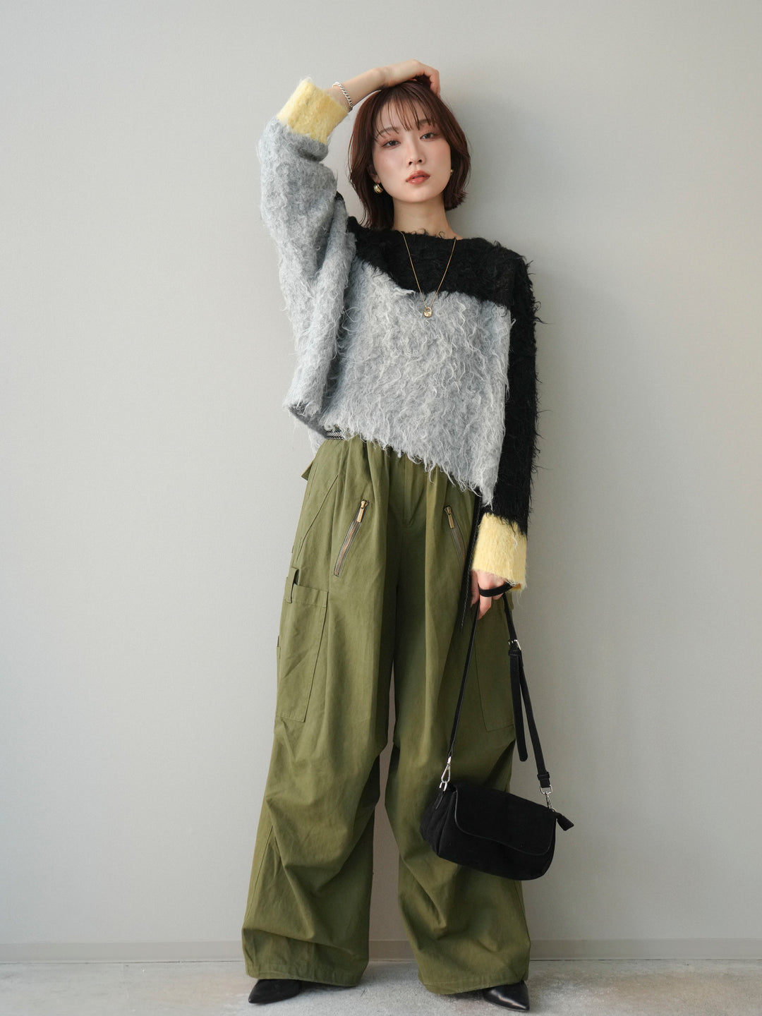 [SET]バイカラーモヘアタッチニットプルオーバー+バイカラーモヘアタッチニットプルオーバー(2set)