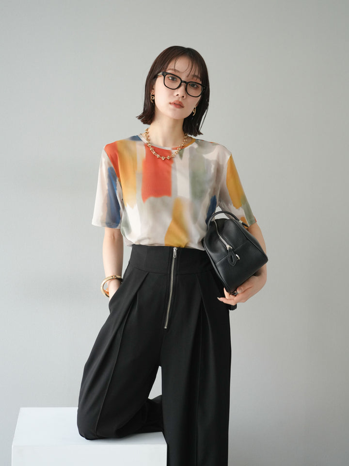 [予約]水彩アートシアーTシャツ/オフホワイト