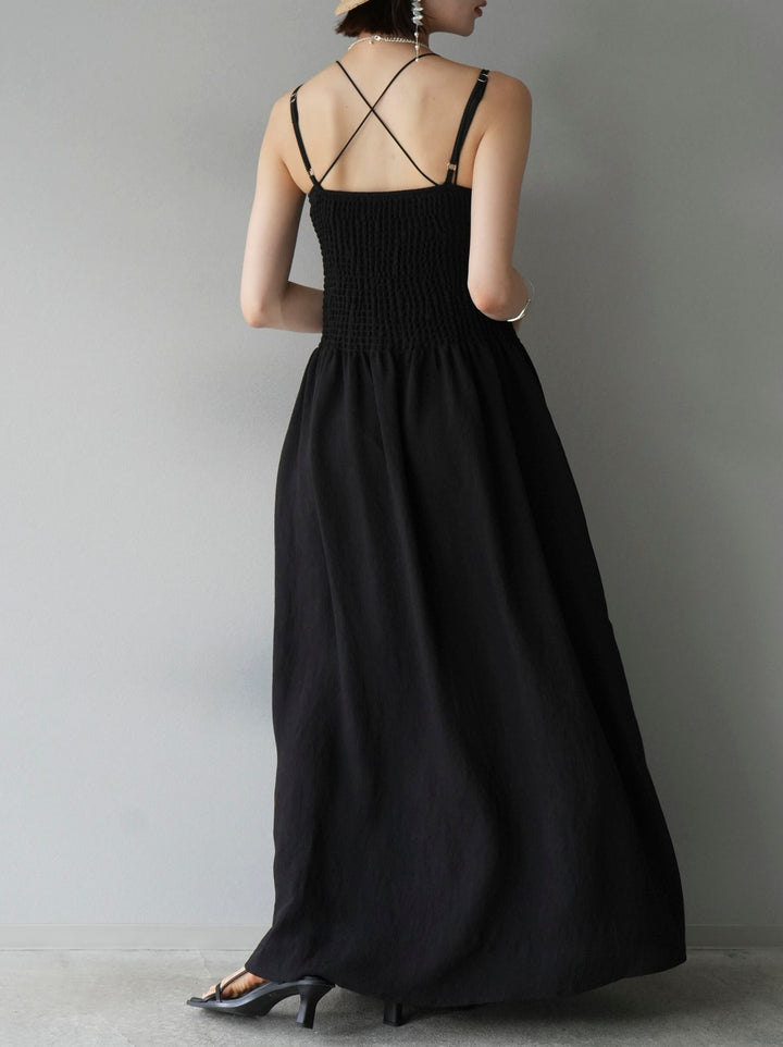 [Pre-order] Gathered Cami Dress/Black