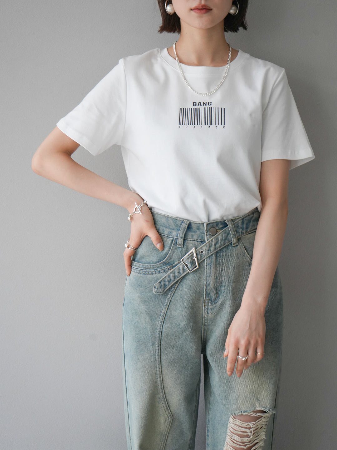 [Pre-order] Barcode Print T-shirt/White