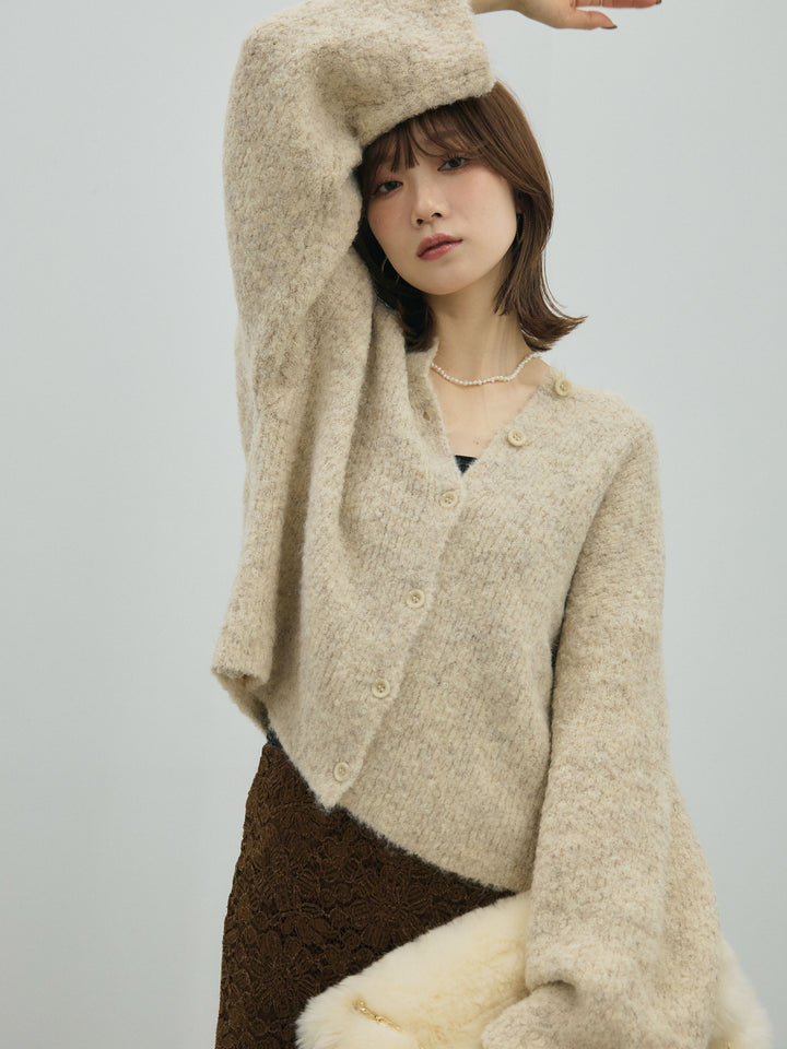 【Allure】[SET]ブークレニットカーディガン+ブークレニットカーディガン(2set)