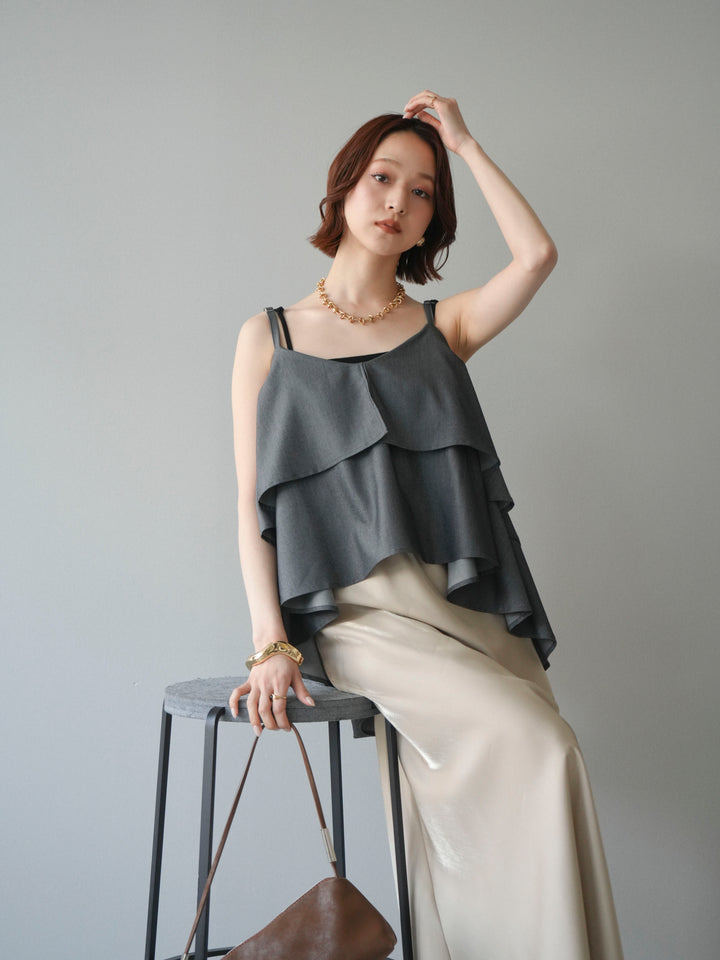 [予約]ティアードキャミソール/black