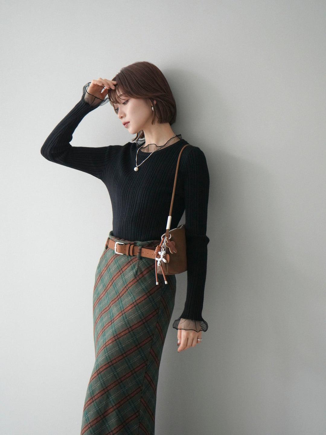 [SET]チュールドッキングリブニットトップス+チュールドッキングリブニットトップス(2set)