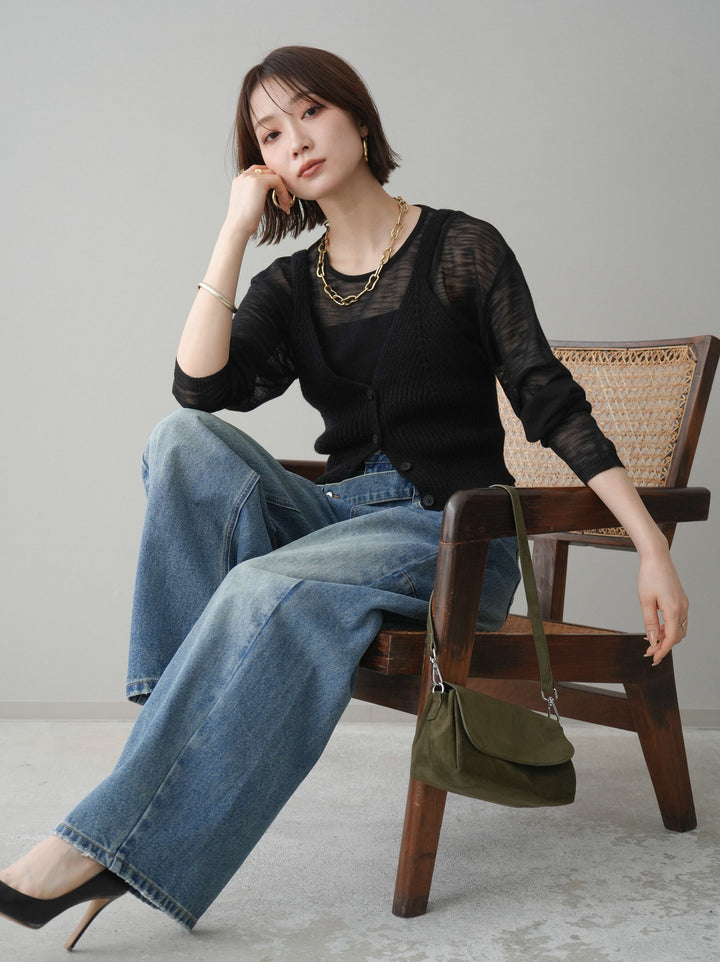 [予約]ビスチェアンサンブルシアーニット/black