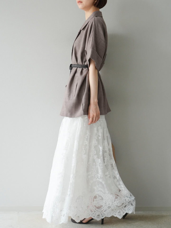 [予約]レースフレアスカート/ホワイト