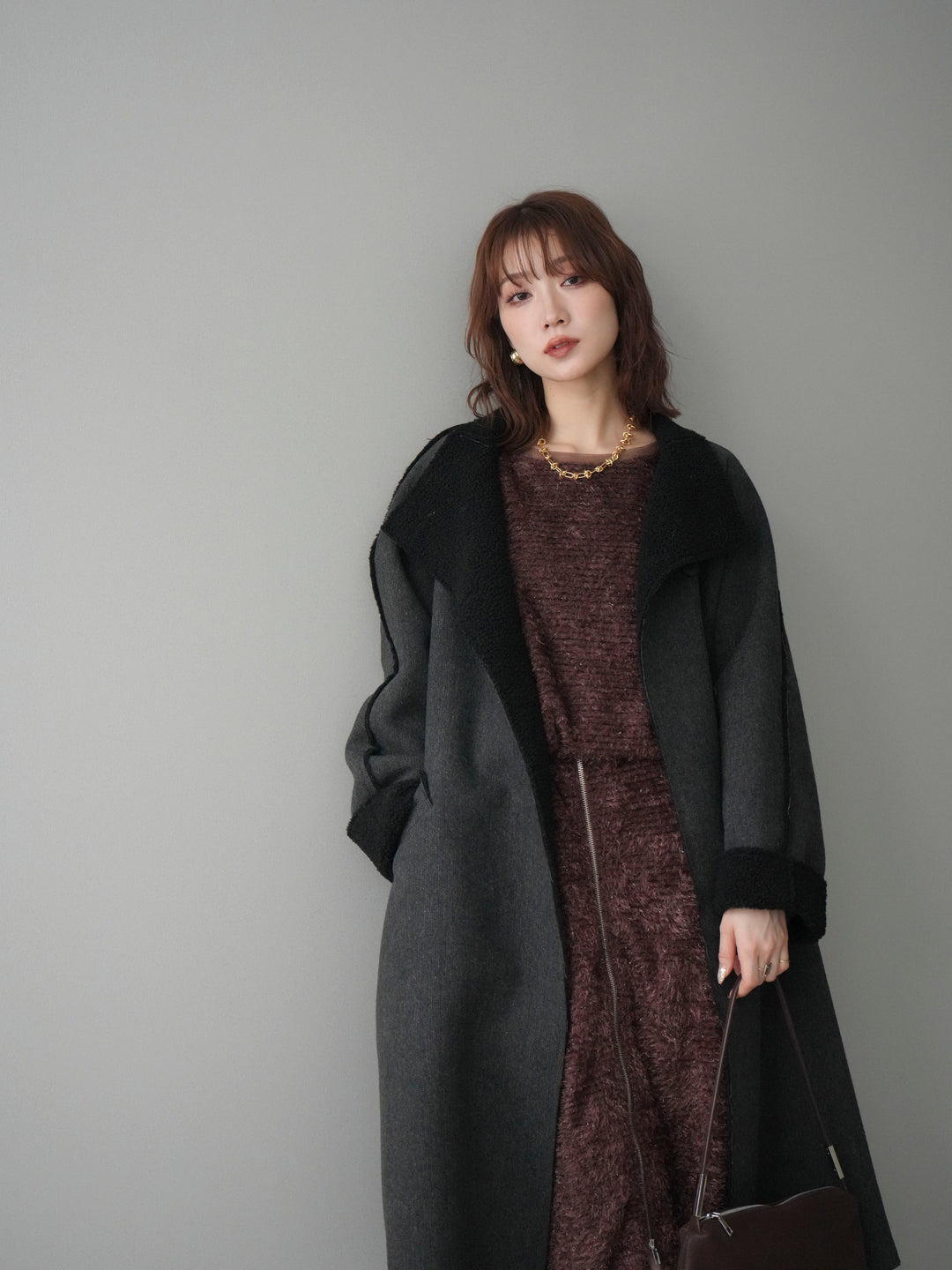 [予約]アウトシーム裏ボアコート/black