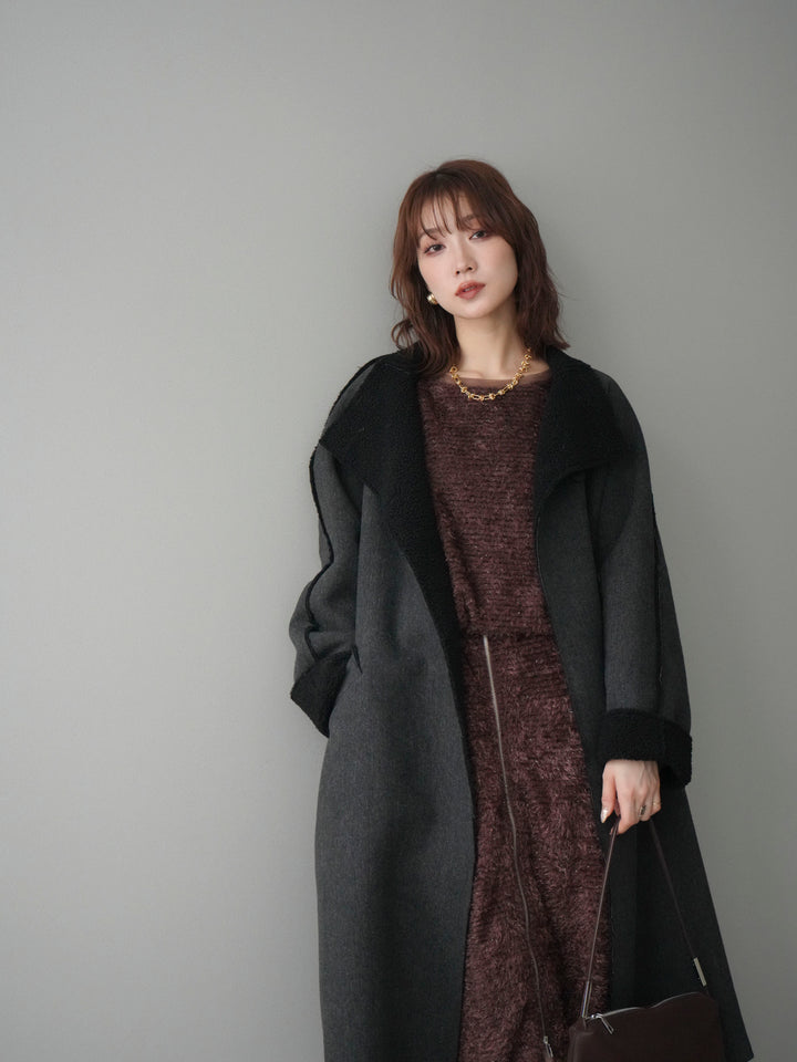 [予約]アウトシーム裏ボアコート/black