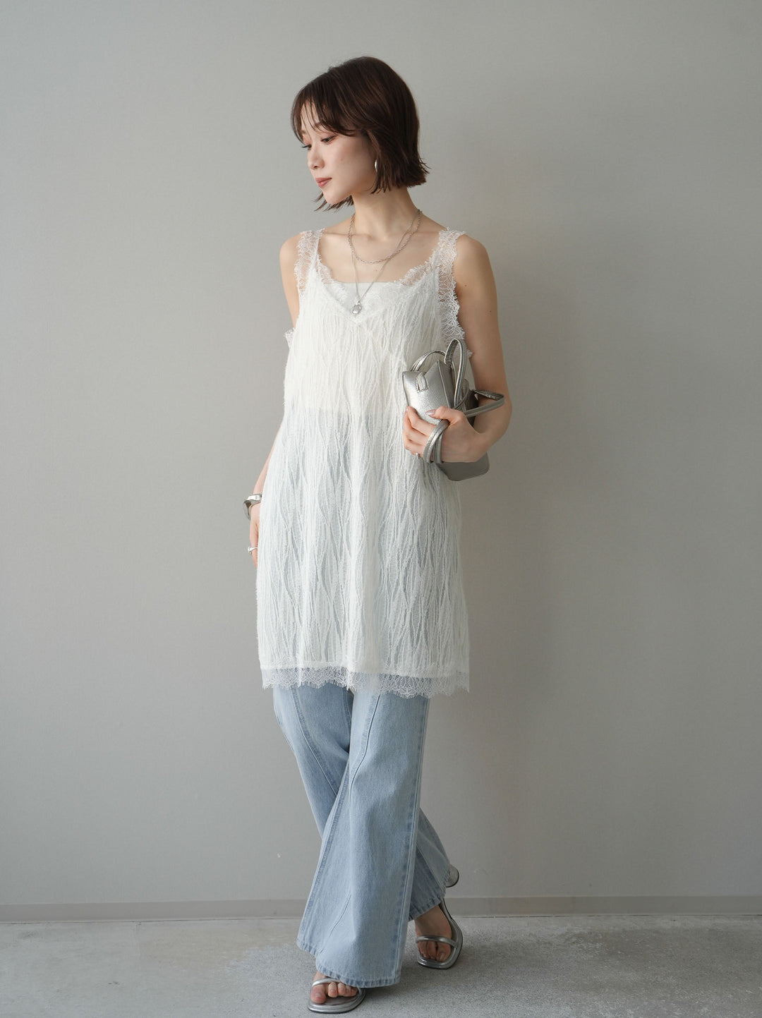 [予約]サイドラインフレアデニムパンツ/bleach