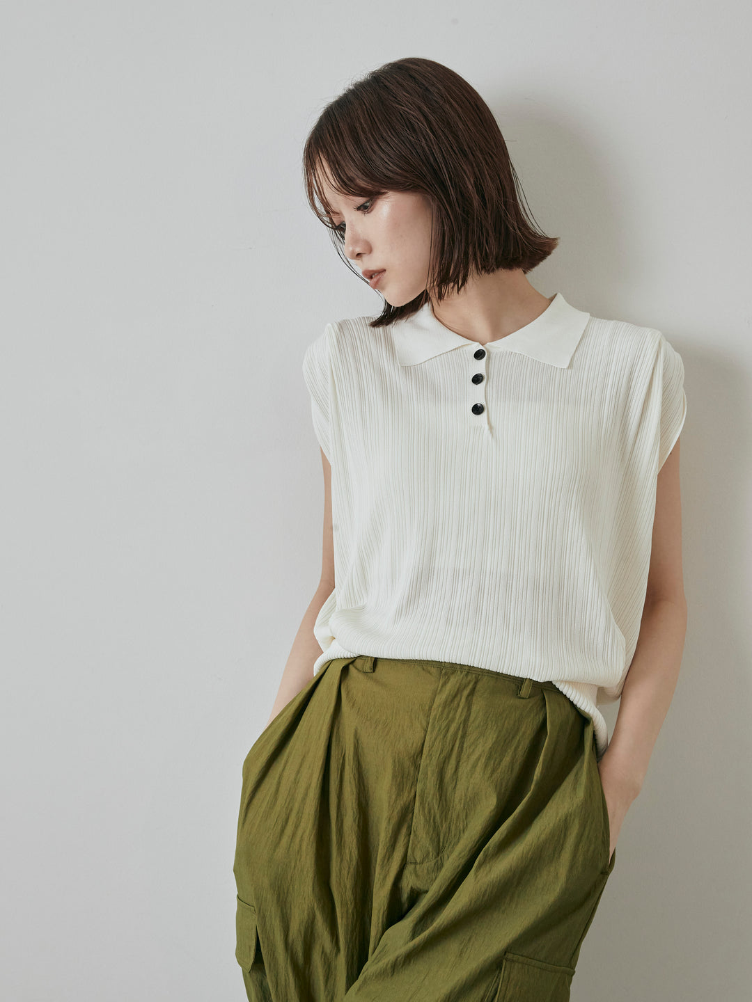 [予約]ランダムリブポロニットベスト/オフ