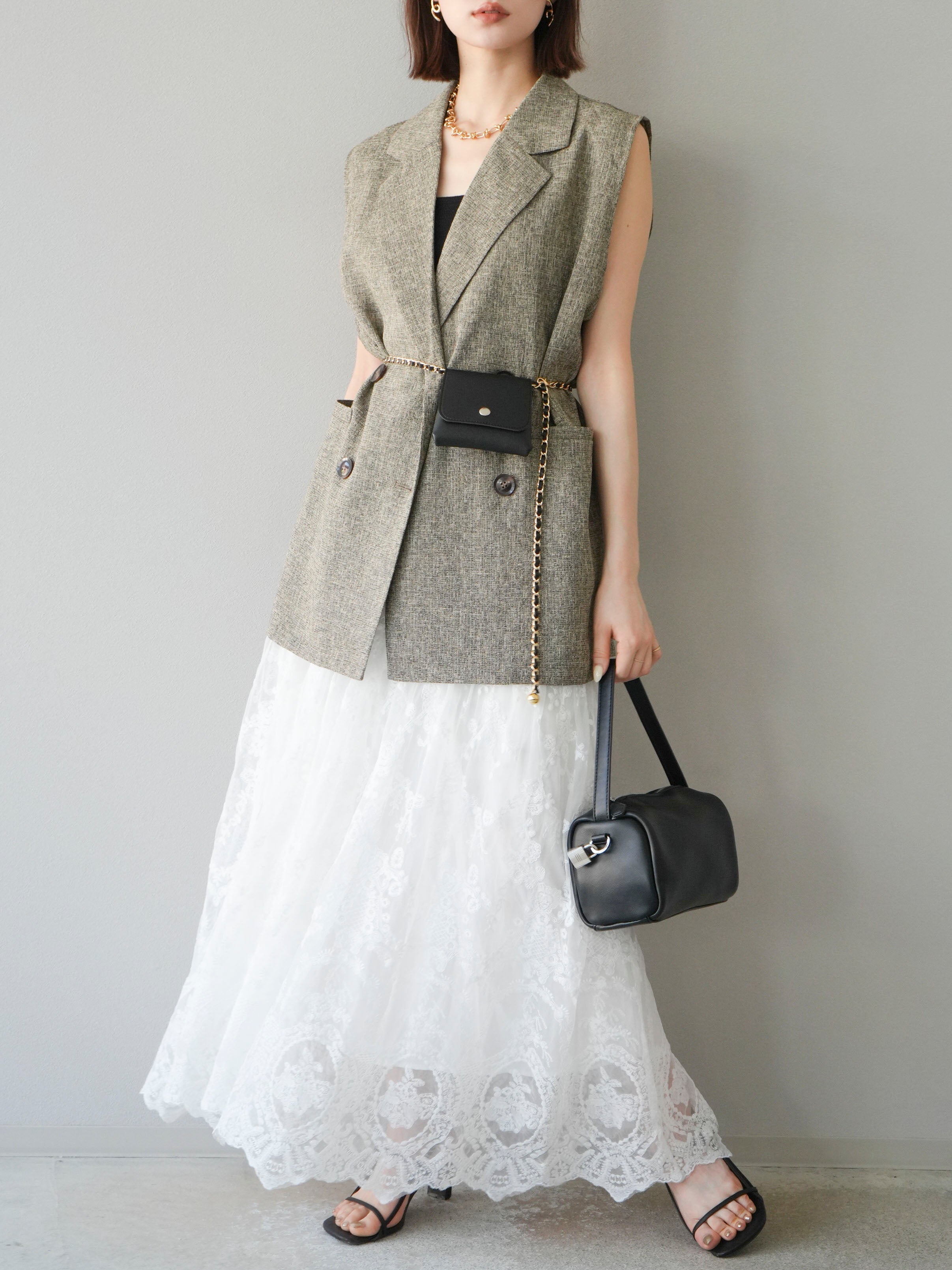 予約]ミックスツイードジレ/ブラウン – Lumier