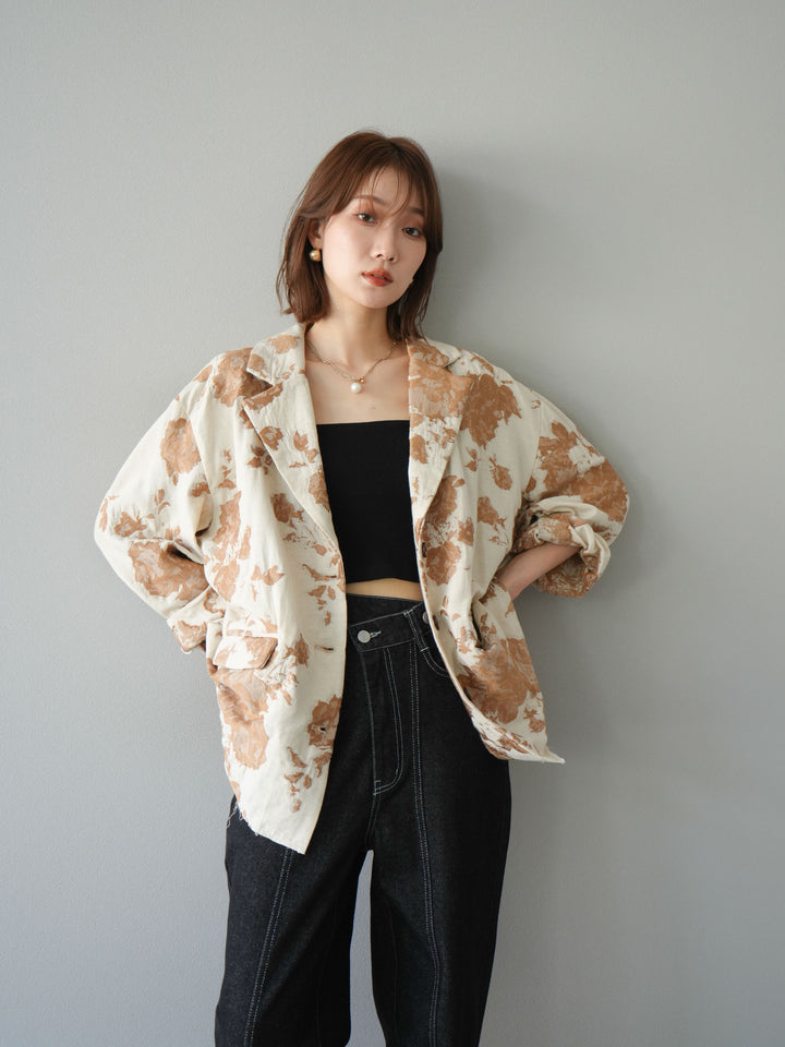 [予約]ジャガードカットオフジャケット/ベージュ