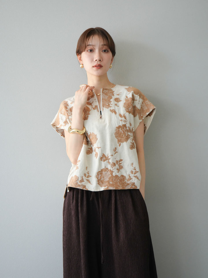 [予約]ジャガードZIPプルオーバー/ベージュ