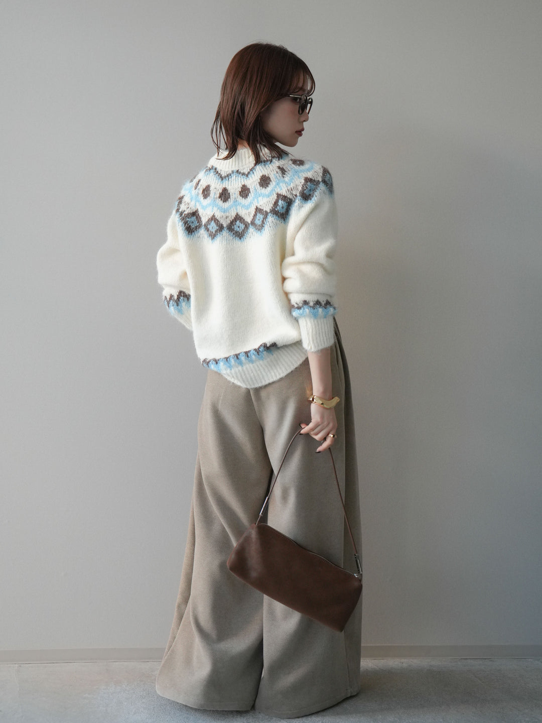 [予約]ベルトデザインループコールテンワイドパンツ(ベルト付き)/beige