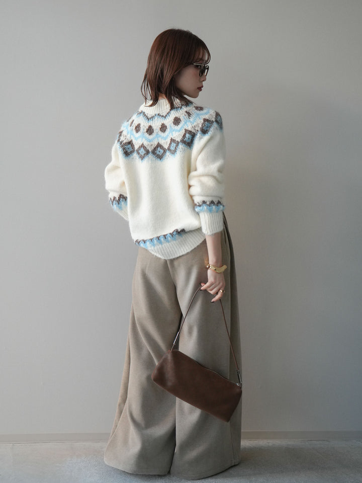 [予約]ベルトデザインループコールテンワイドパンツ(ベルト付き)/beige