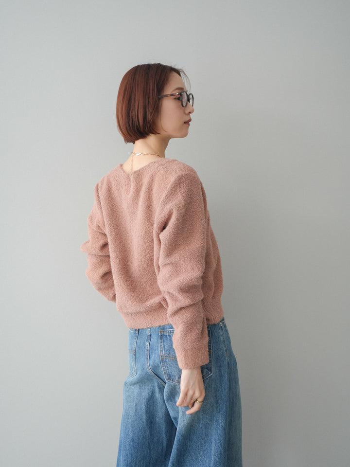 [予約]ゴールドボタンモールニットカーディガン/beige