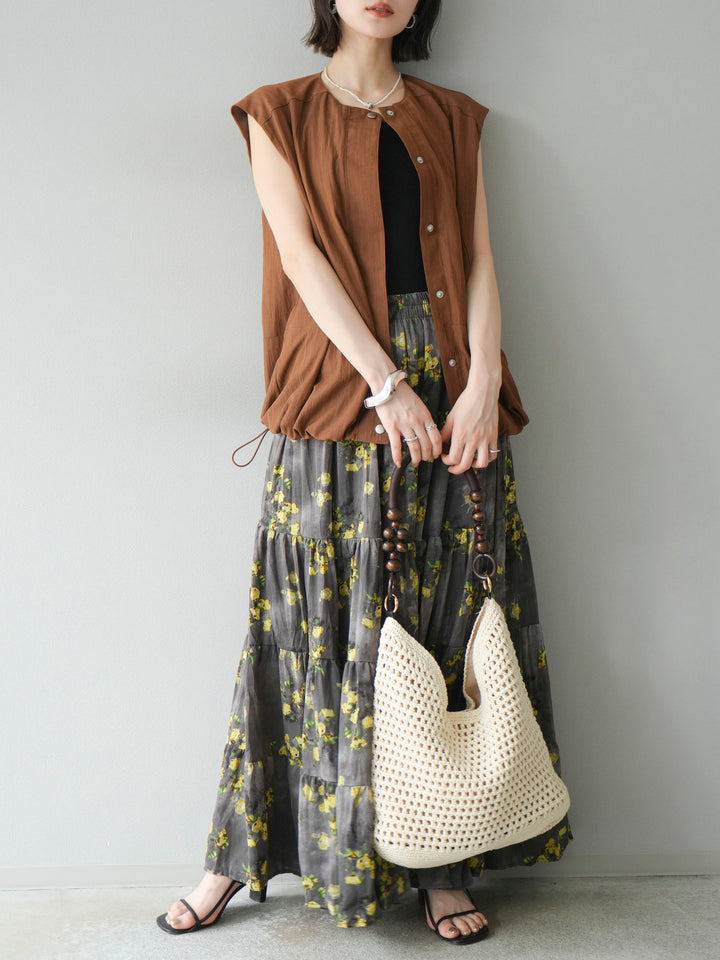 [予約]リネンライクドロストバルーンブルゾン/ブラウン