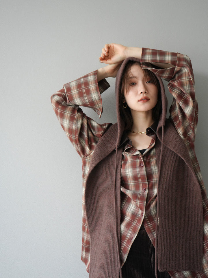 [予約]フードニットマフラー/ブラウン