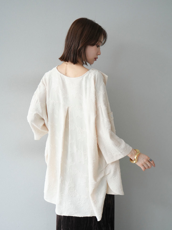 [予約]ジャガードハーフスリーブシャツ/アイボリー