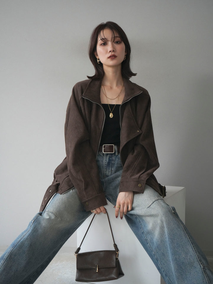 [予約]スエードライダースミドルジャケット/brown
