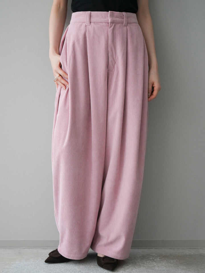 [予約]コーデュロイサイドタックコクーンパンツ/pink