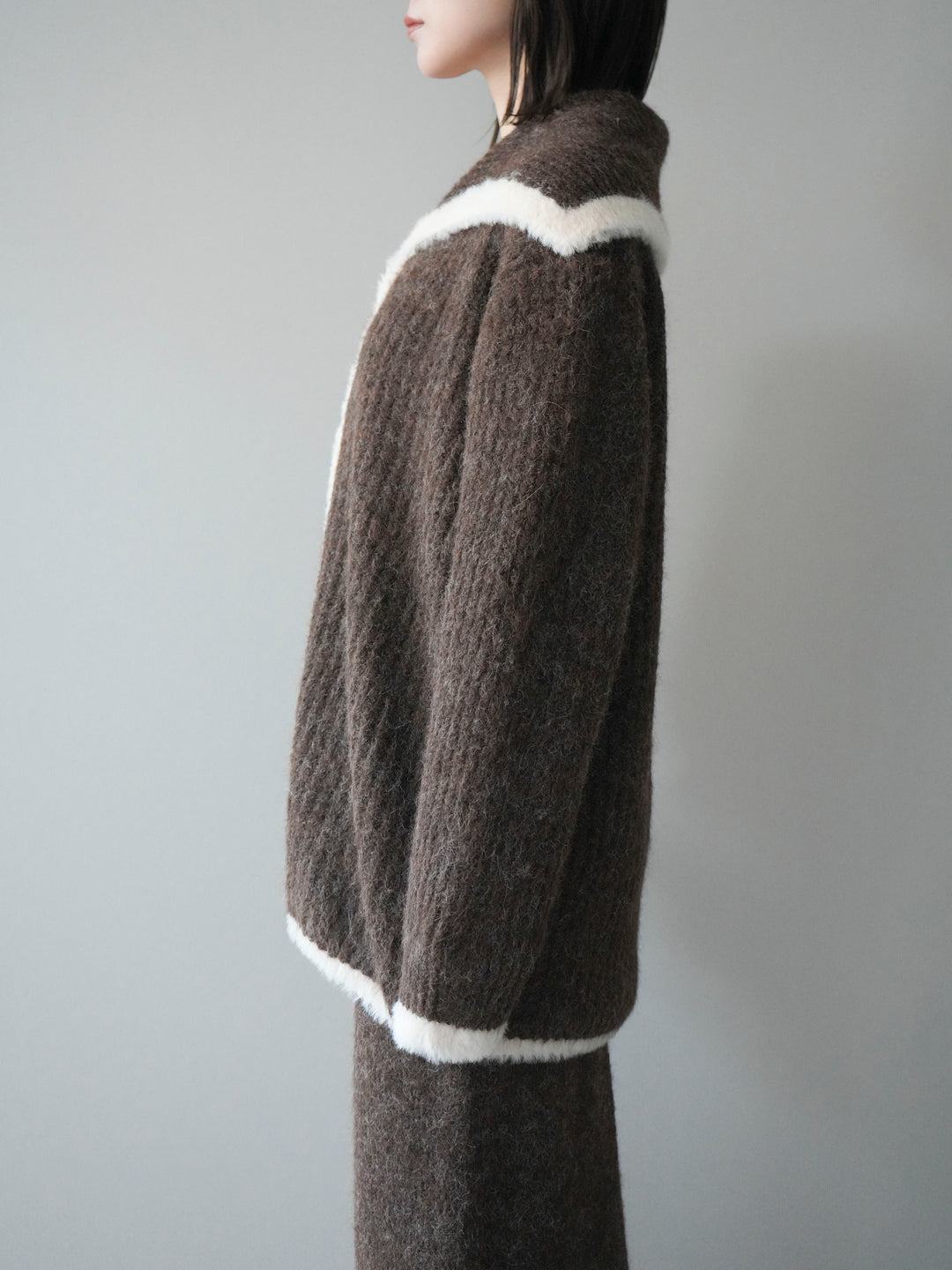 [SET]襟付き配色シャギーニット＆ロングスカートSET UP(2set)