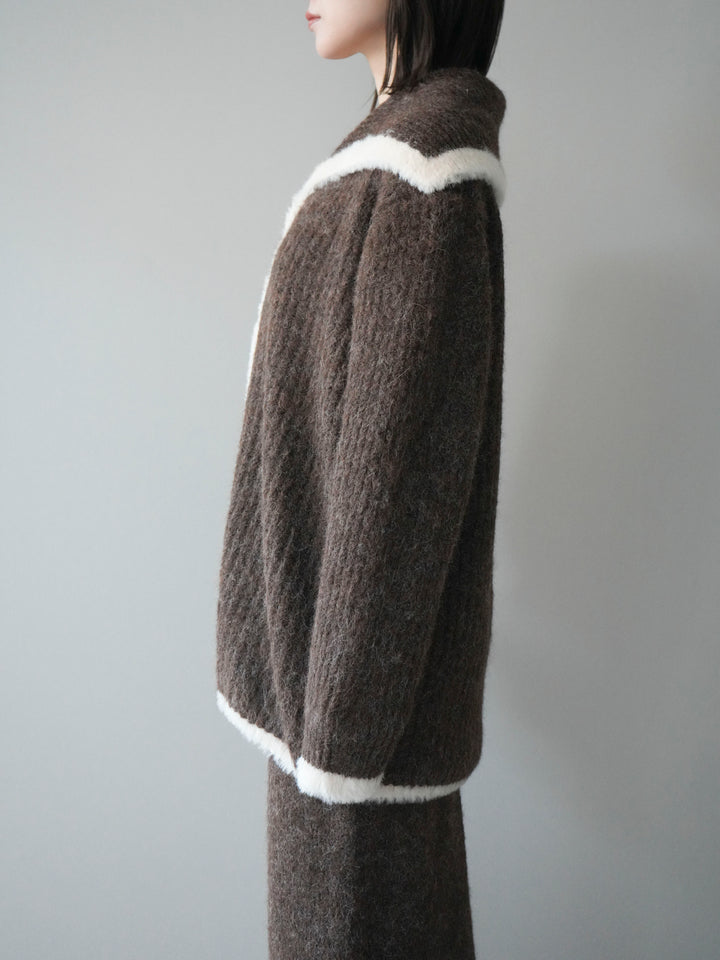 [SET]襟付き配色シャギーニット＆ロングスカートSET UP(2set)