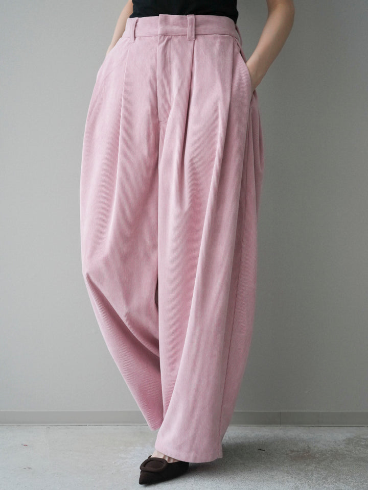 [予約]コーデュロイサイドタックコクーンパンツ/pink