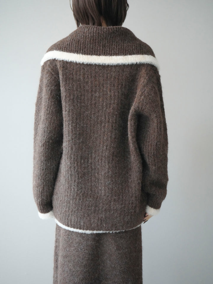 [SET]襟付き配色シャギーニット＆ロングスカートSET UP(2set)