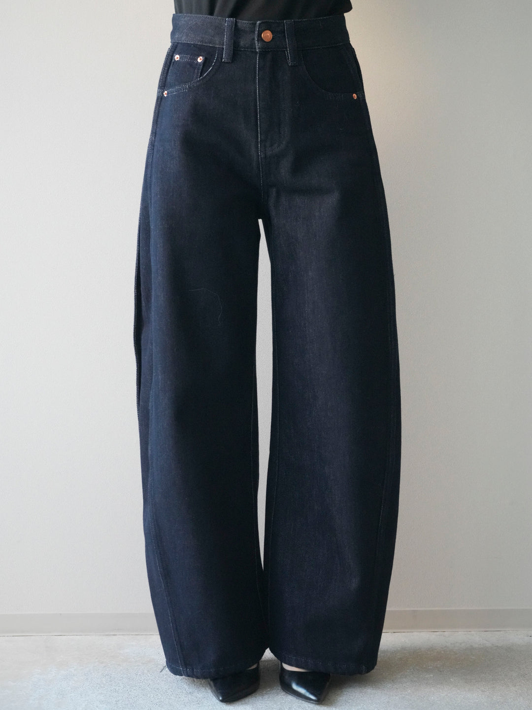 [予約]バレルレッグデニムパンツ/navy