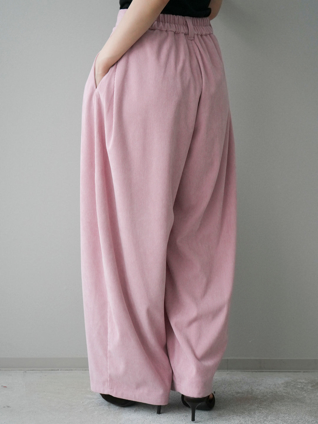 [予約]コーデュロイサイドタックコクーンパンツ/pink