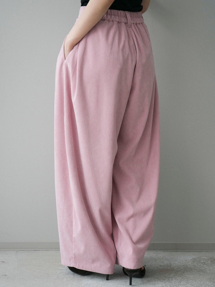 [予約]コーデュロイサイドタックコクーンパンツ/pink