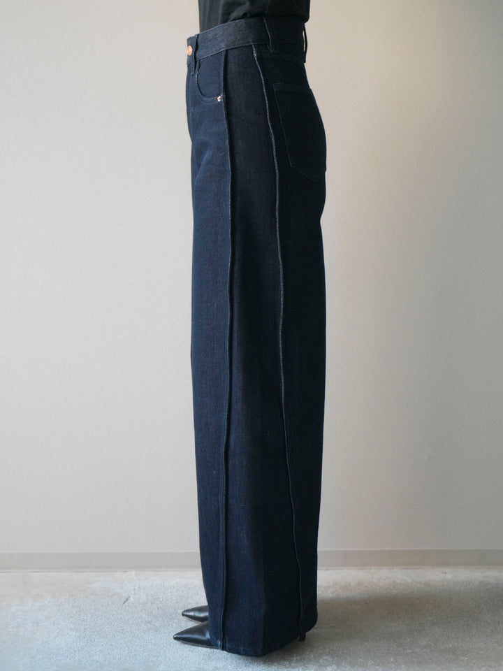 [予約]バレルレッグデニムパンツ/navy