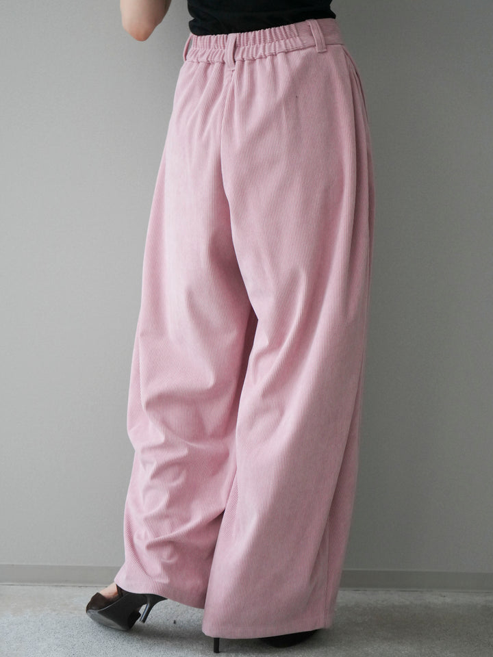 [予約]コーデュロイサイドタックコクーンパンツ/pink