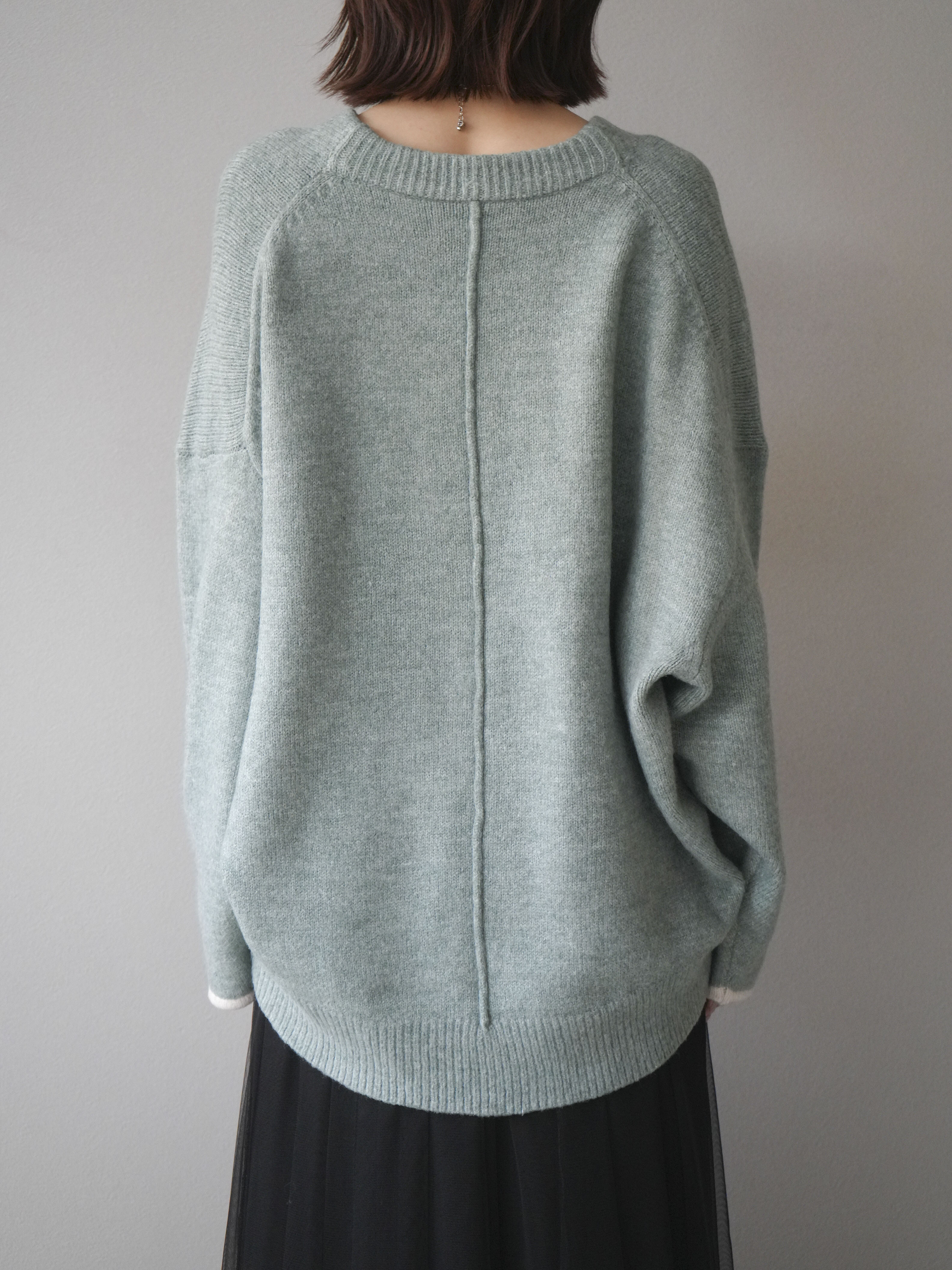 予約]Vネック配色スリーブニットプルオーバー/mint – Lumier