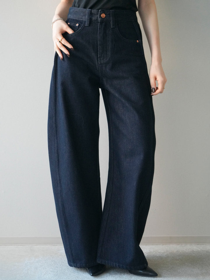 [予約]バレルレッグデニムパンツ/navy