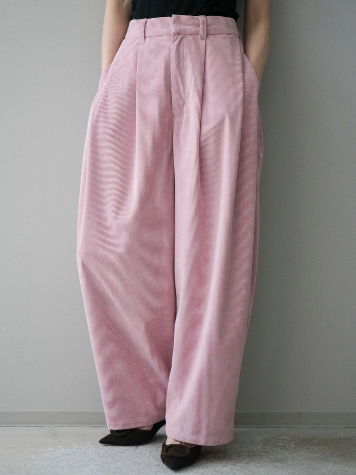 [予約]コーデュロイサイドタックコクーンパンツ/pink