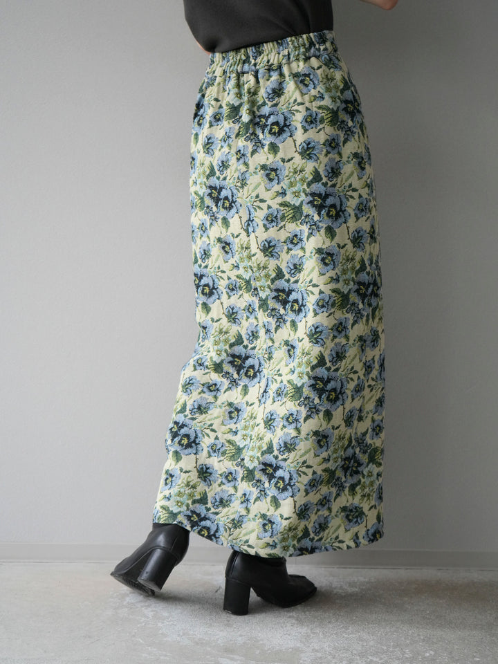 [予約]ゴブランフロントジップタイトスカート/ブルー