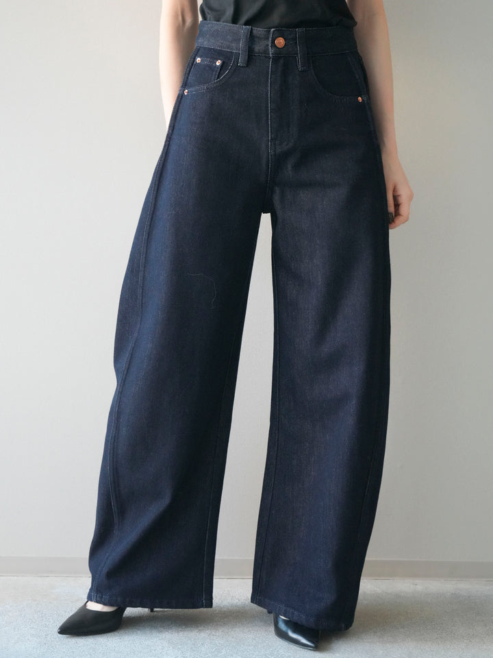 [予約]バレルレッグデニムパンツ/navy