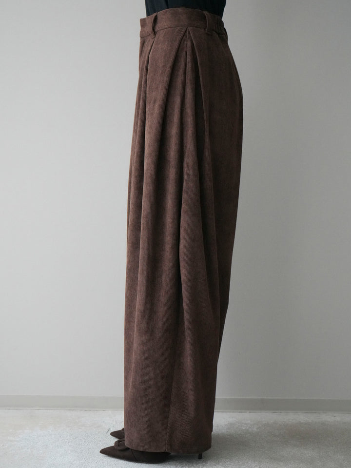 [予約]コーデュロイサイドタックコクーンパンツ/brown