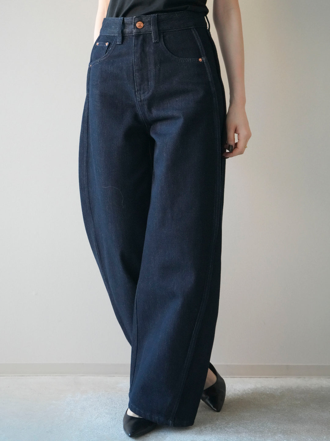 [予約]バレルレッグデニムパンツ/navy