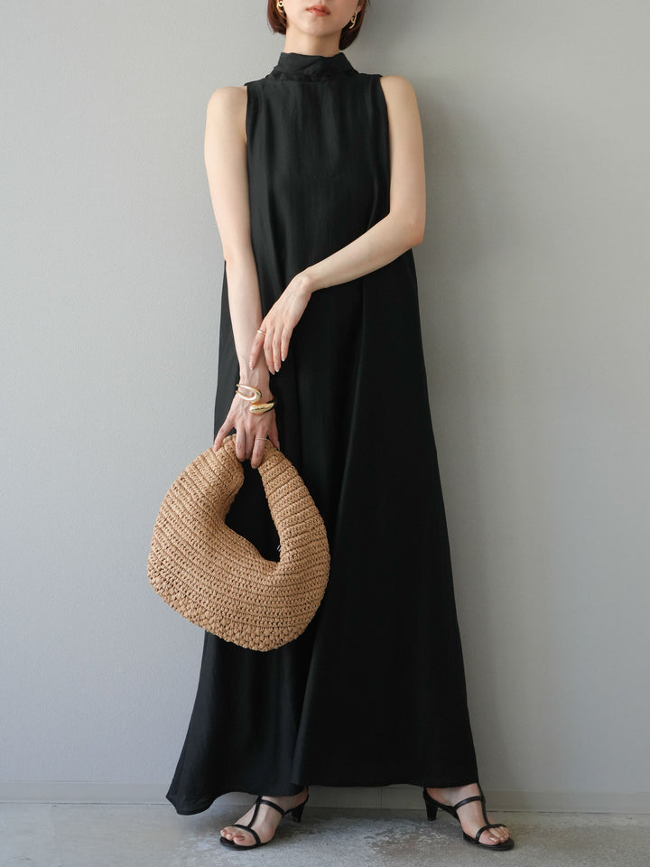 [予約]シアーホルターバックオープンワンピース/ブラック