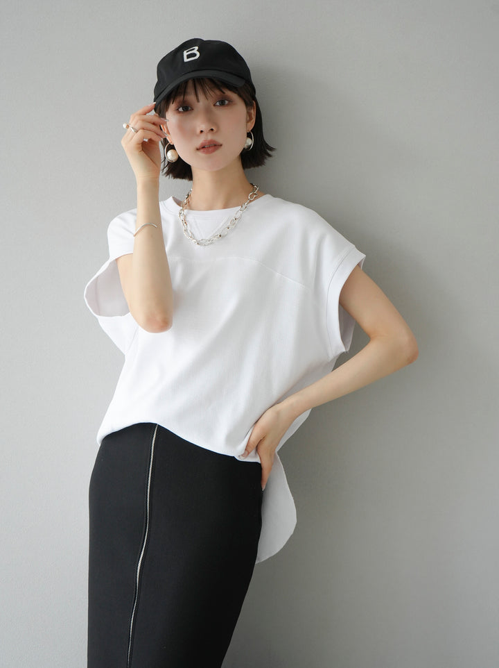 [Pre-order] Honeycomb Stretch French Sleeve Pullover/White