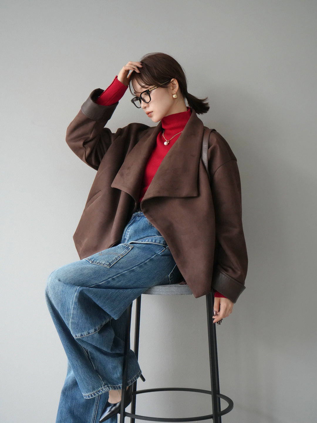 [予約]スウェードショートガウン/ブラウン