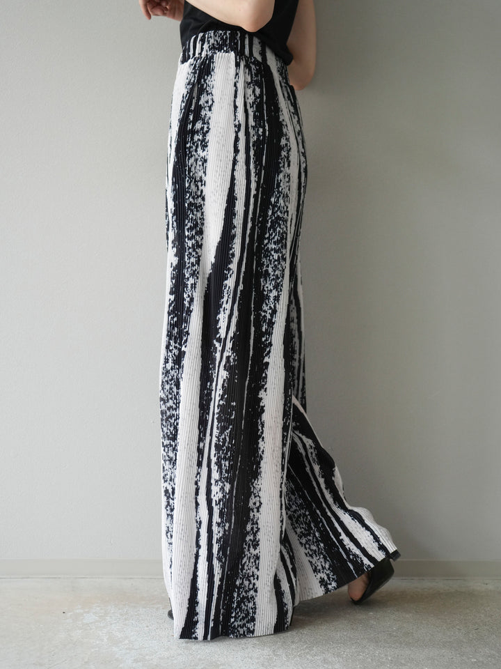 [予約]ニュアンスプリーツワイドパンツ/ブラック