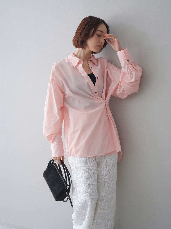 [SET]2wayベーシックルーズシャツ+パネルレースイージーパンツ(2set)