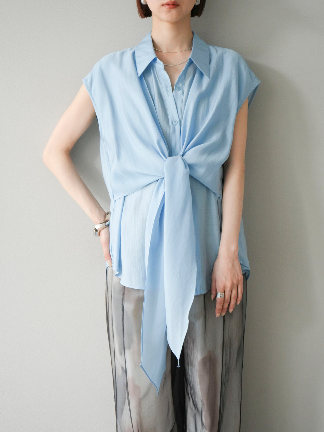 [SET]フロントタイシアーブラウス+フロントタイシアーブラウス(2set)