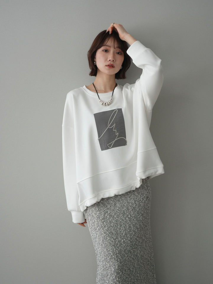 [予約]ライトポンチ刺繍ロゴプルオーバー/white