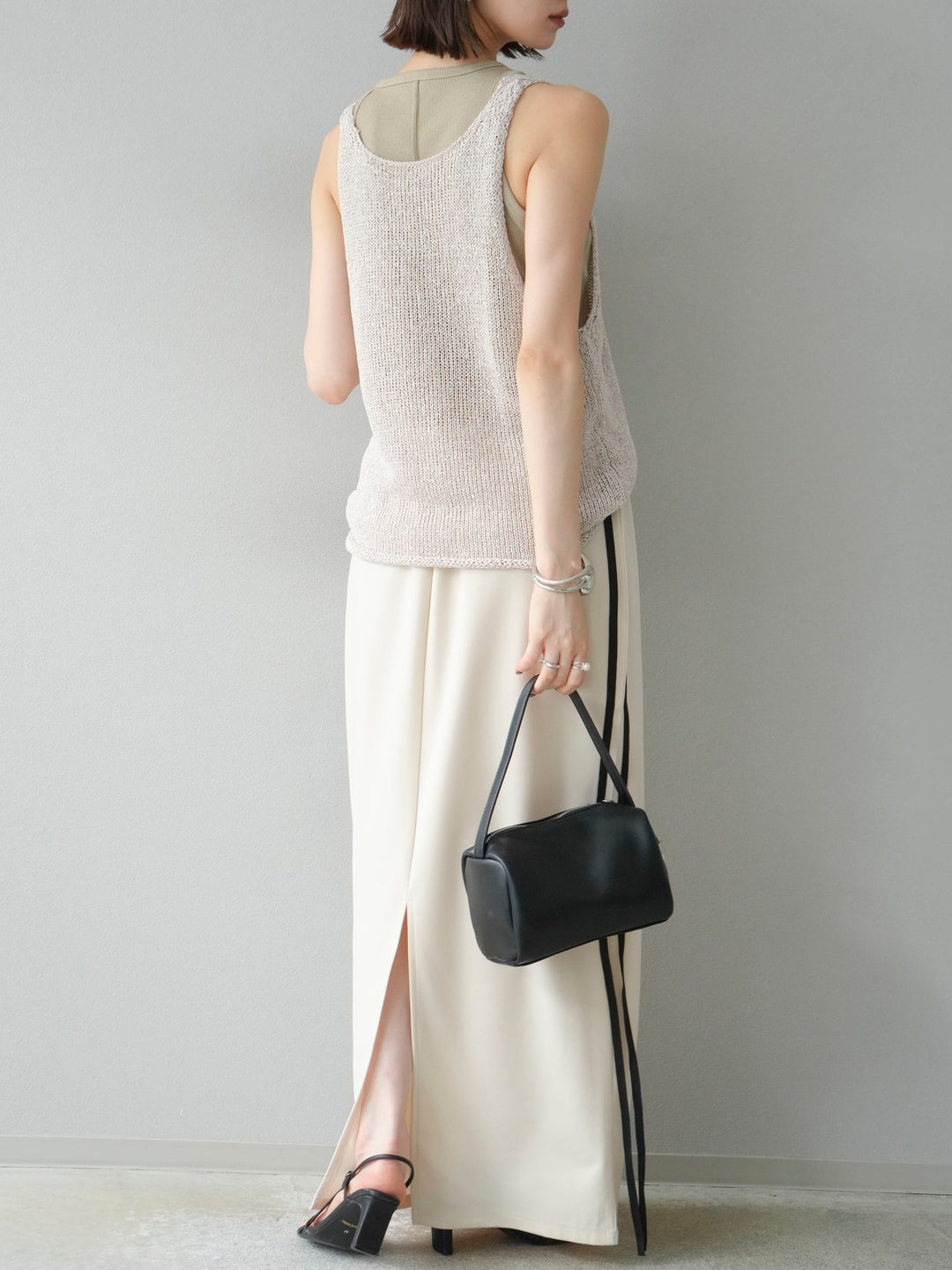 [予約]サイドラインジャージナロースカート/アイボリー