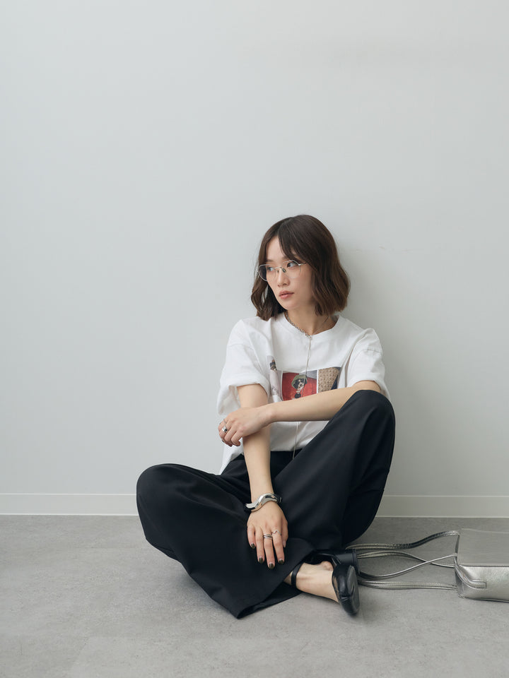 [SET]スリードッグフォトボックスTEE+アシンメトリーベルトタックワイドパンツ(2set)